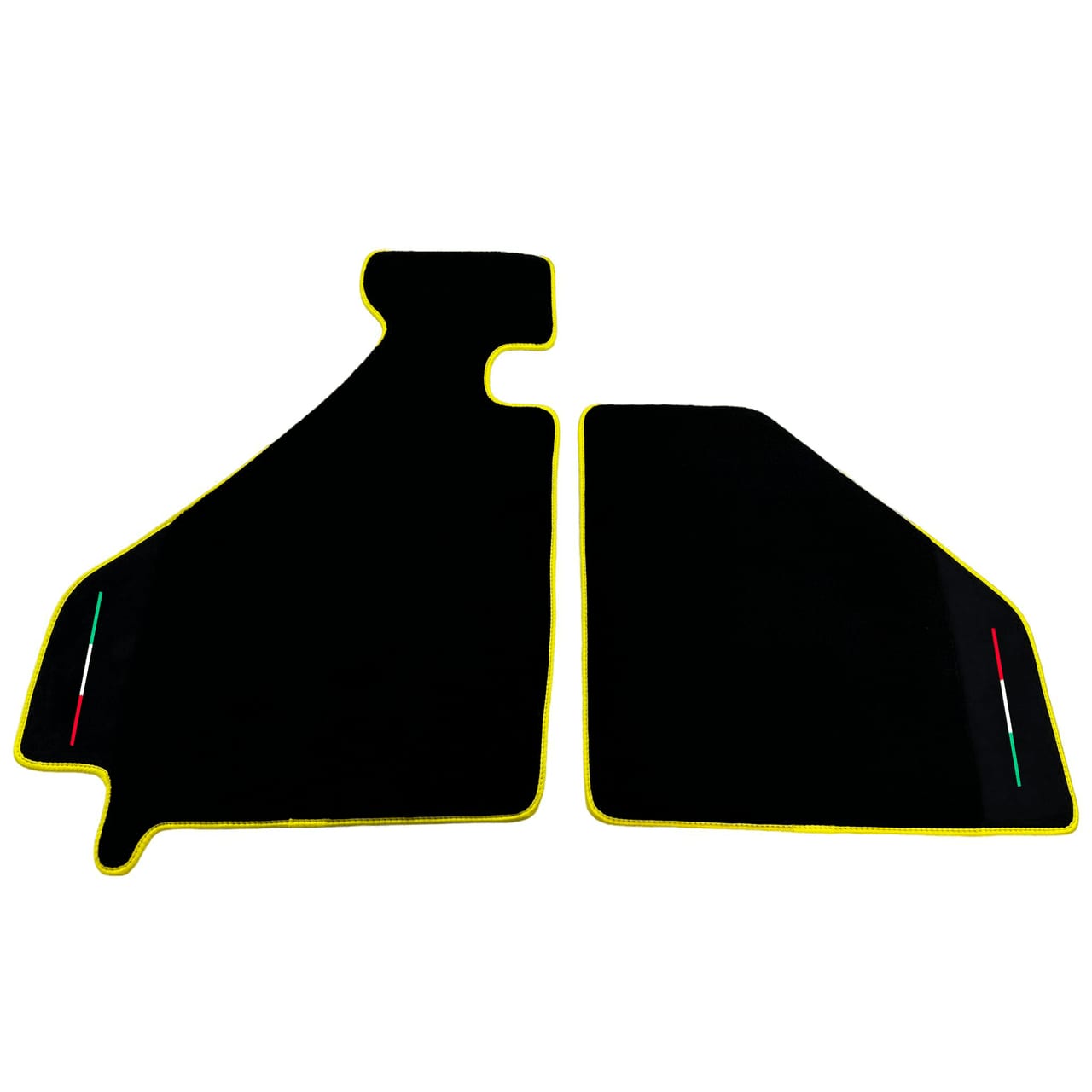Luxuriöse schwarze Alcantara-Leder-Fussmatten für Ferrari F355 (1994-1999). Maßgeschneiderte Passform, Premium-Qualität.