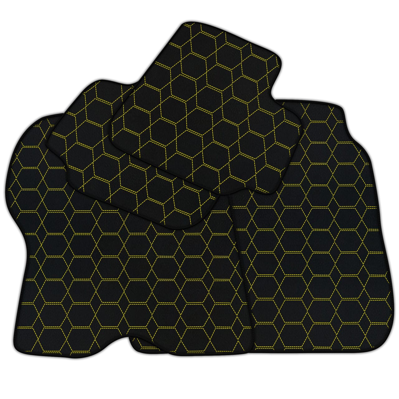Tapis de sol hexagonaux personnalisables pour Ferrari GTC4 Lusso. Cuir diamant premium, ajustement précis, qualité supérieure