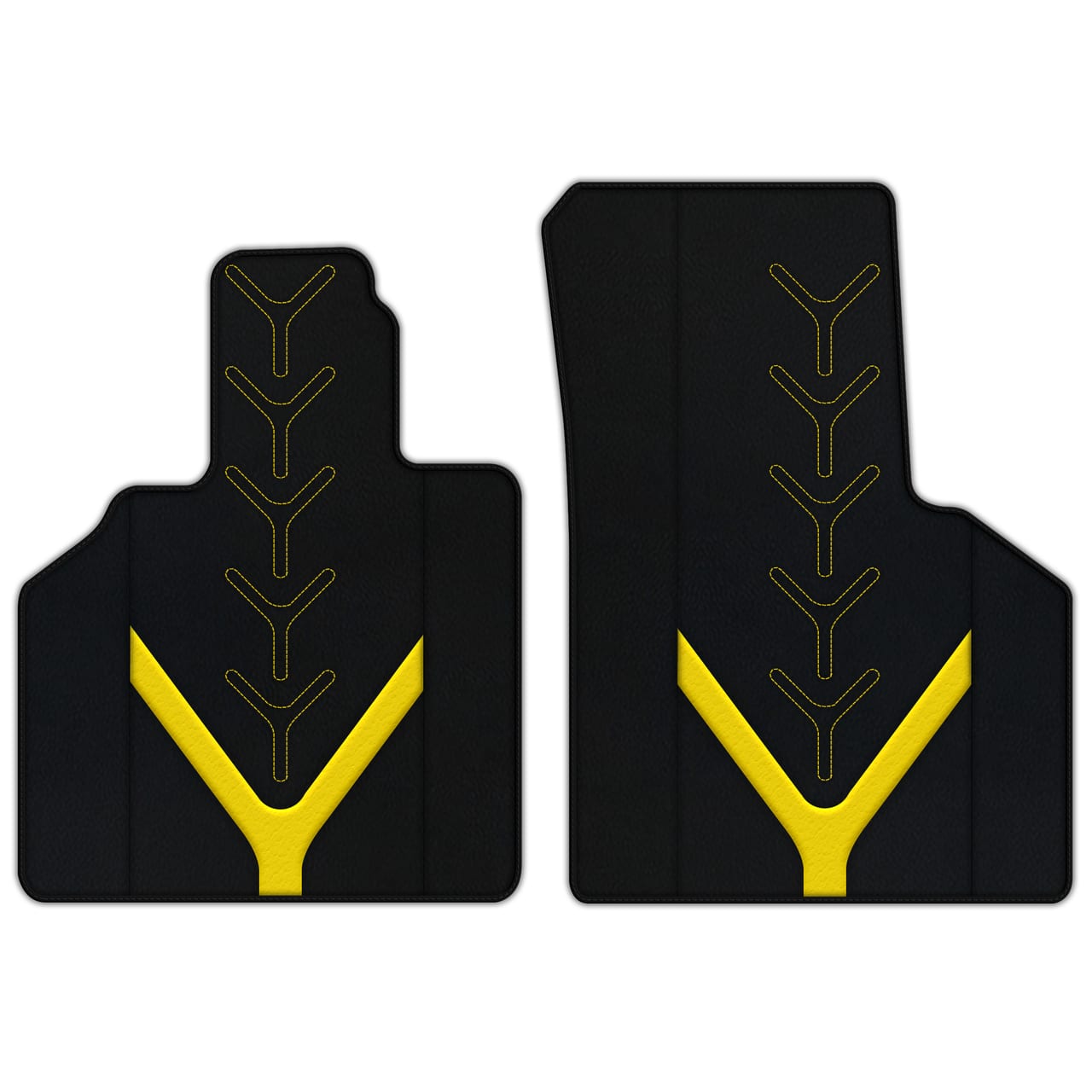 Tappetini in pelle diamantata personalizzabili per Ferrari Gallardo, qualità premium, vestibilità precisa, neri con giallo.