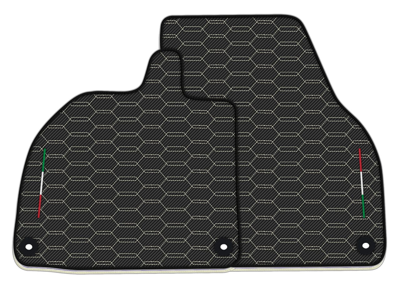 Premium Carbon Fiber Leather Floor Mats for Ferrari Temerario, diamond leather, custom fit, precise fitment, premium quality.